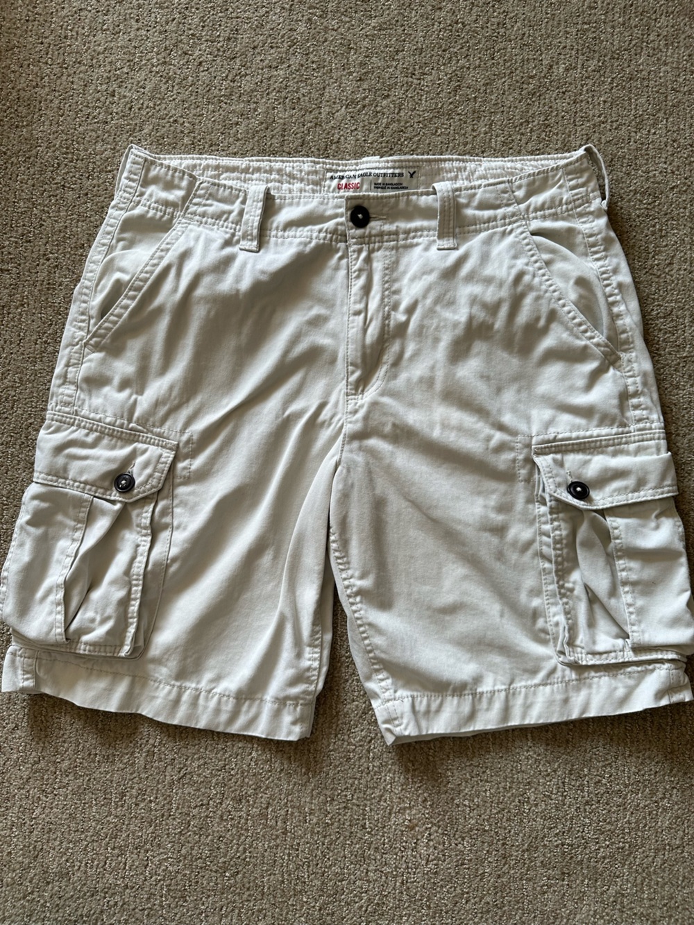 American Eagle Men’s Classic Cargo Shorts Khaki Tan Utility Gorpcore Y2K Size 36